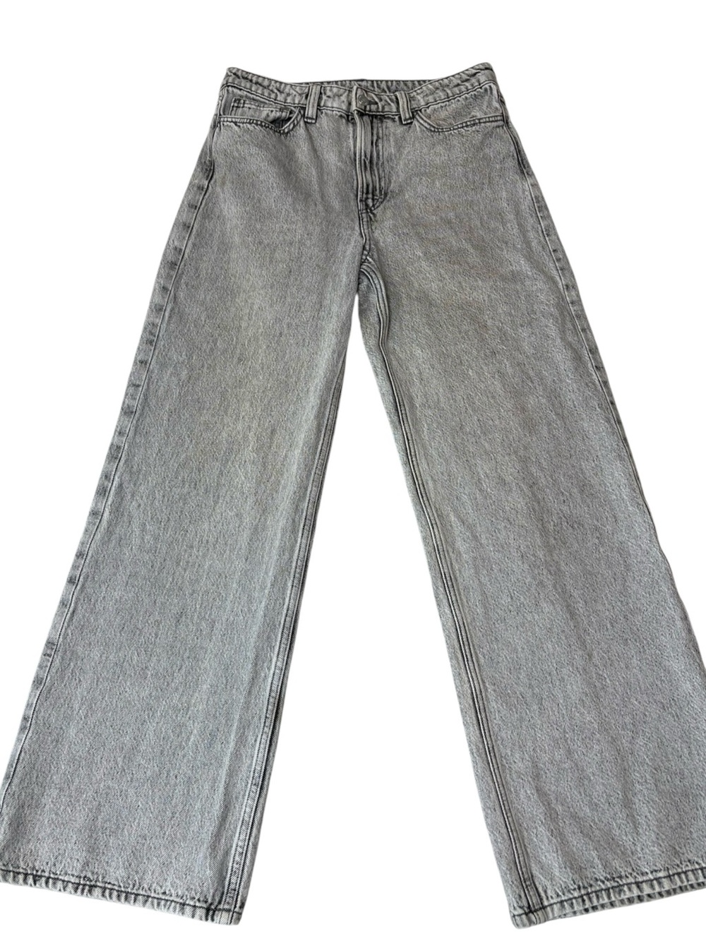 &Denim Gray Wide Leg Ultra High Waist Jeans Size 8